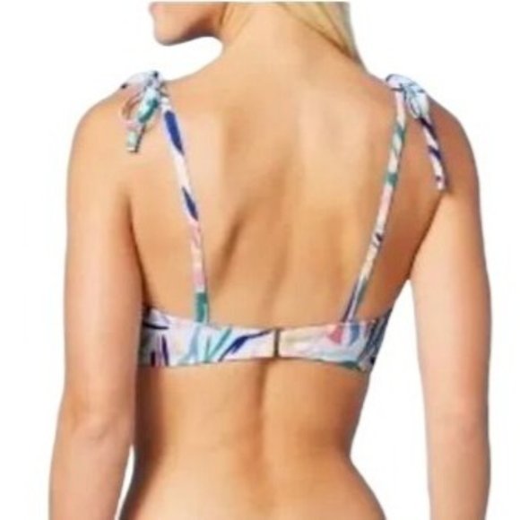 Shade & Shore™ Light Lift Shoulder Tie Bralette Bikini Top Green Blue 36B 38D - Picture 2 of 10